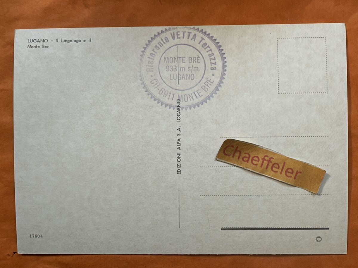 Cartoline postali: Lugano Il lungolago e il Monte Bre  – Usato da Zürich venduto da Chaeffeler 1