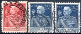1925 VIKTOR EMANUEL III 25 J. KÖNIG 3 MARKEN GEST. - DD309