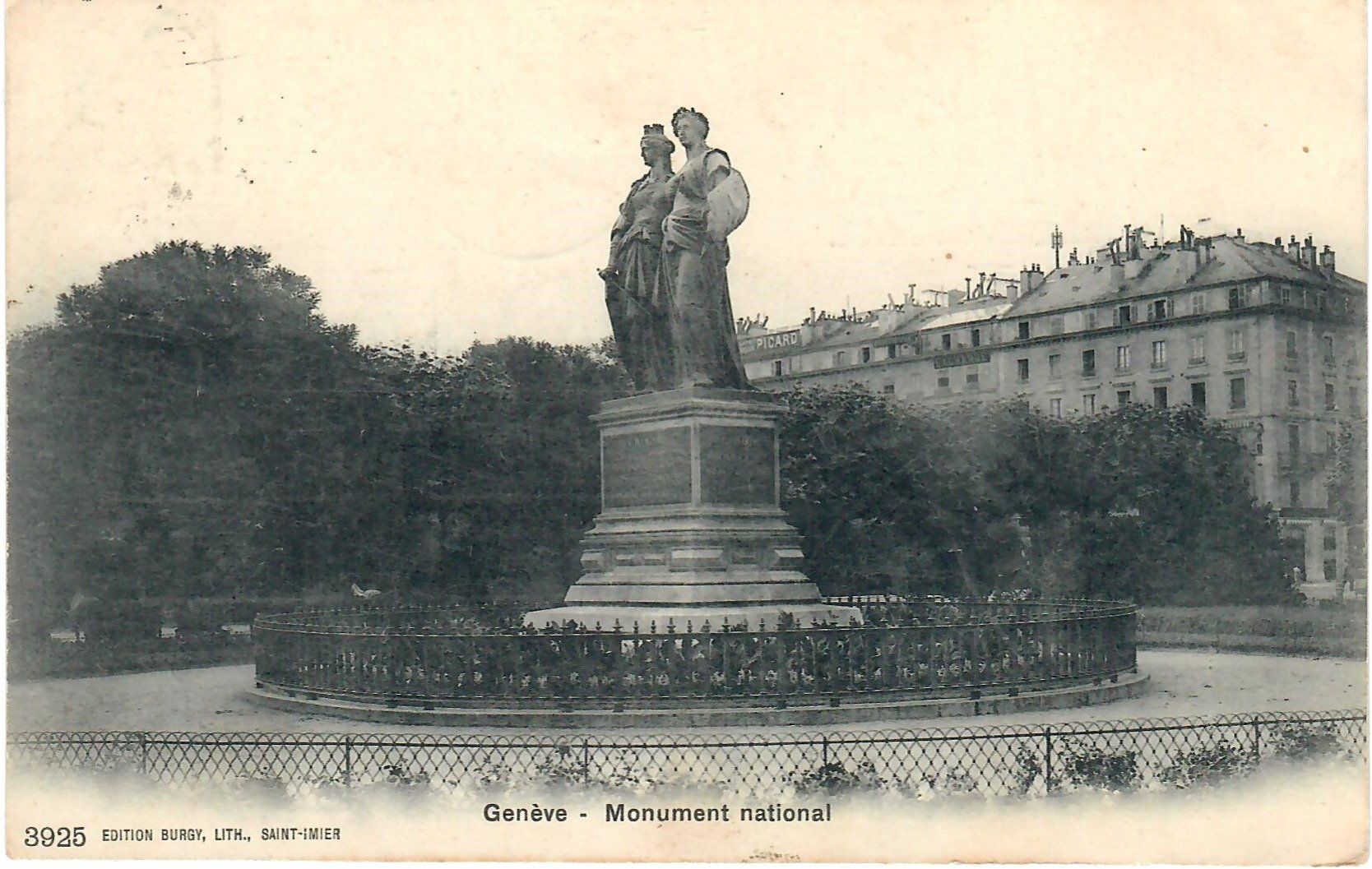 Cartoline postali: Genève - Monument national – Usato da Zweisimmen venduto da jakobsweg