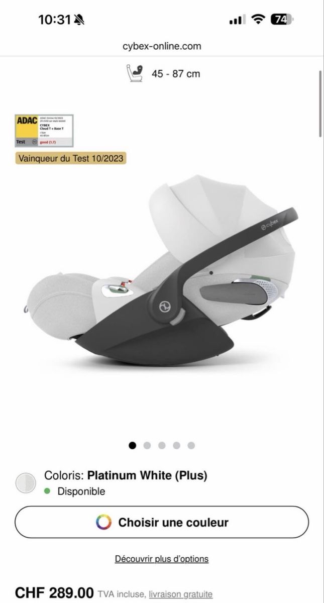 Cybex Seggiolini per auto: Cybex Cloud T i-Size Platinum White  – Usato da Zug venduto da oph_sbo22