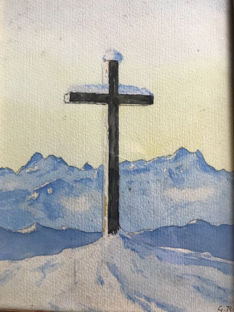 Gemälde: Zeitloses Aquarell Monogramm G.R. – Gebraucht aus Wolfhalden von SecondAntique
