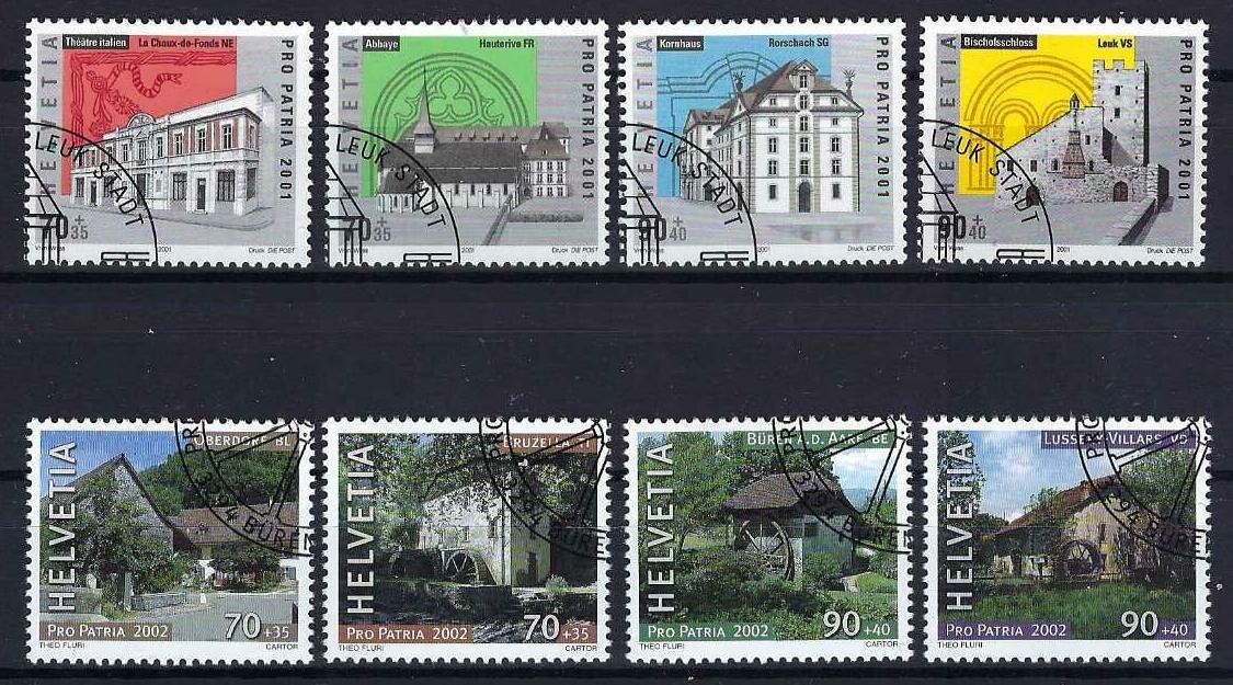 Alle Briefmarken: Pro Petrie Seri 2001+2002 mit ET Eckstempel – Gebraucht aus Hitzkirch von walti1959