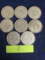 8 Silbermünzen CH  1 Fr. ab 1944