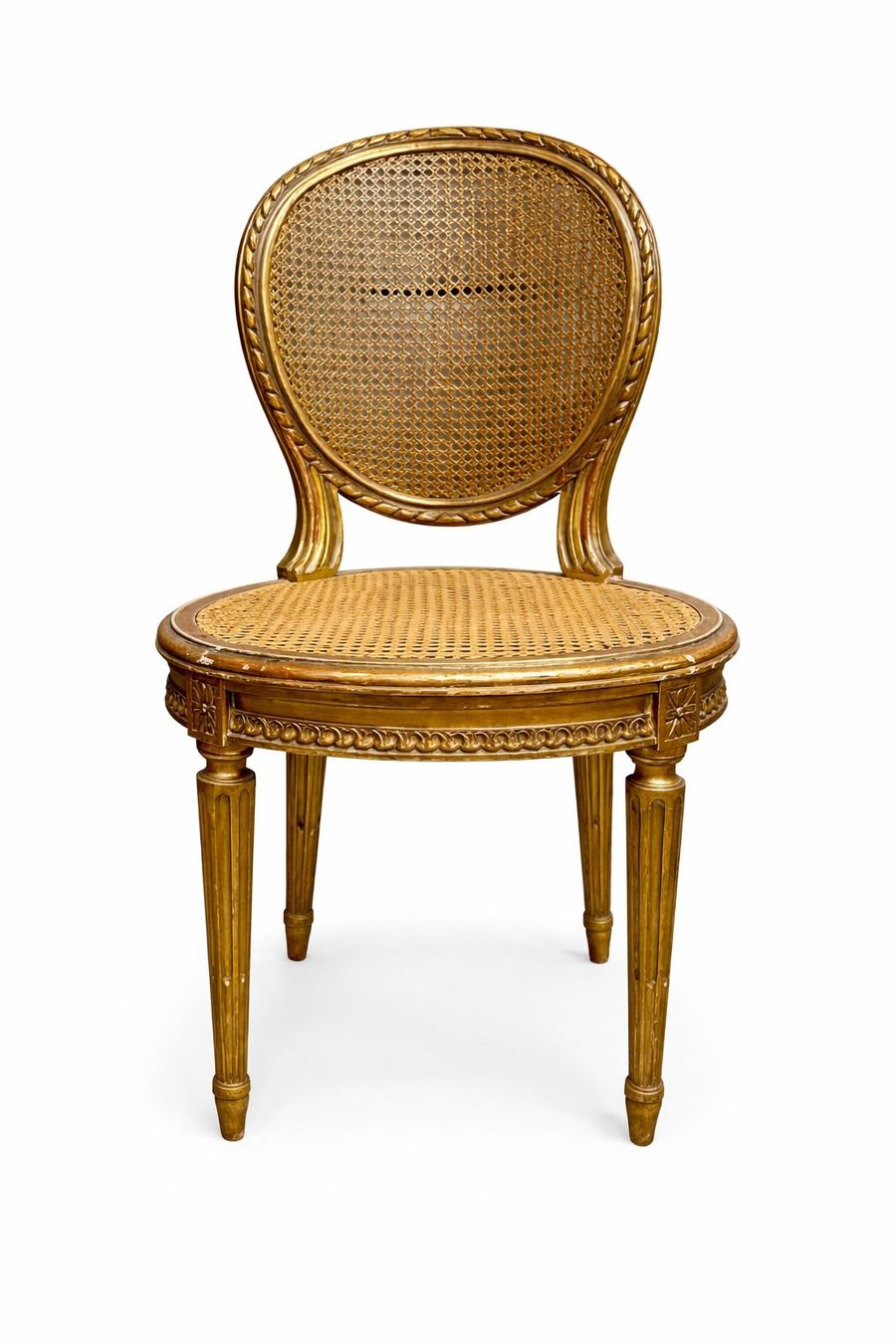 Sedie: Chaise Louis XVI dorée, assise cannée. – Usato da Dagmersellen venduto da vvinteriorhome