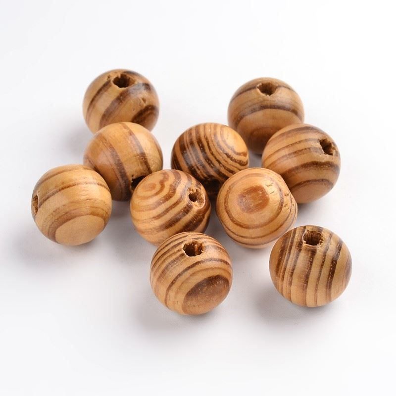 Perlen (unechte): 25 Perlen Holz gestreift 16x15mm – Neu (gemäss Beschreibung) aus Alpnachstad von perlengaby 2