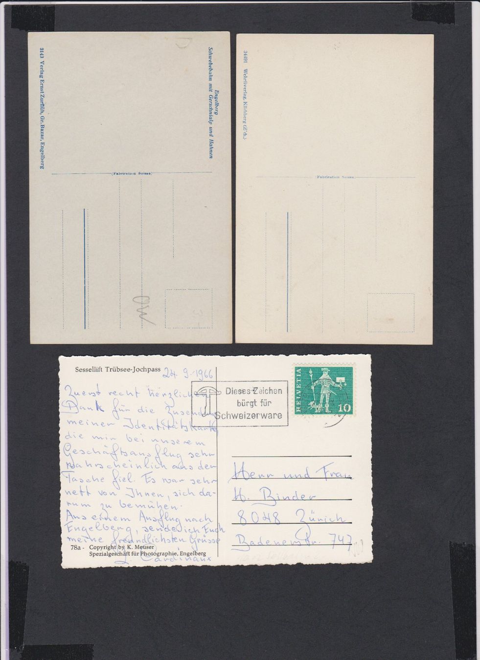 Cartoline postali: Engelberg Trüebsee   :   10 alte Ansichtskarten Seilbahn – Usato da Vitznau venduto da Ropaku 3