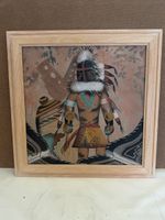 Cadre sable art indien Kachina signé Travis Tella 