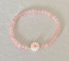 Edelstein Armband Rosenquarz mit Muschel/Perlmutt a.Mass