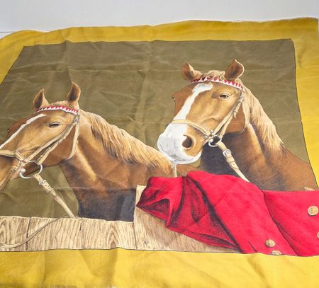 Dekotuch / Schal mit Pferdemotiv (Vintage-Stil)