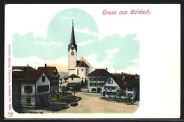 AK Goldach, Ortspartie mit Kirche