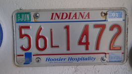 Nummernschild Indiana 56L1472 guter Zustand