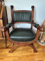 Leder Sessel Antik Stil gepolstert grün
