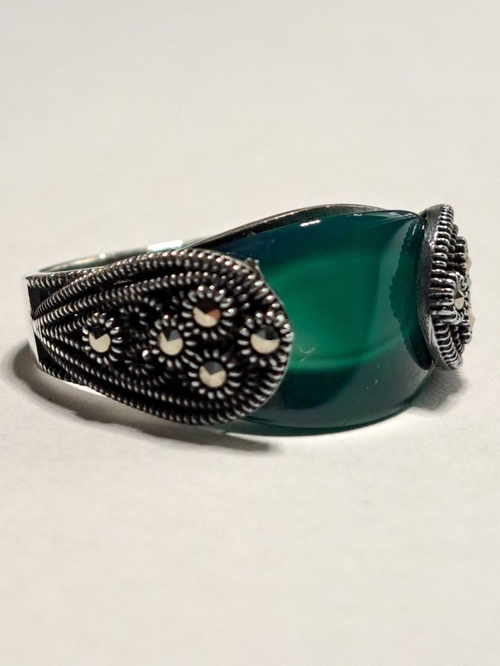 Ringe: 0034 - Bague en argent, Agate vert, taille 63 – Neu und originalverpackt aus Neuchâtel von NIDAVELIR 1
