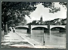 AK sw Basel BS Mittlere Brücke, Münster,Ob.Rheinweg ≈ 1961 