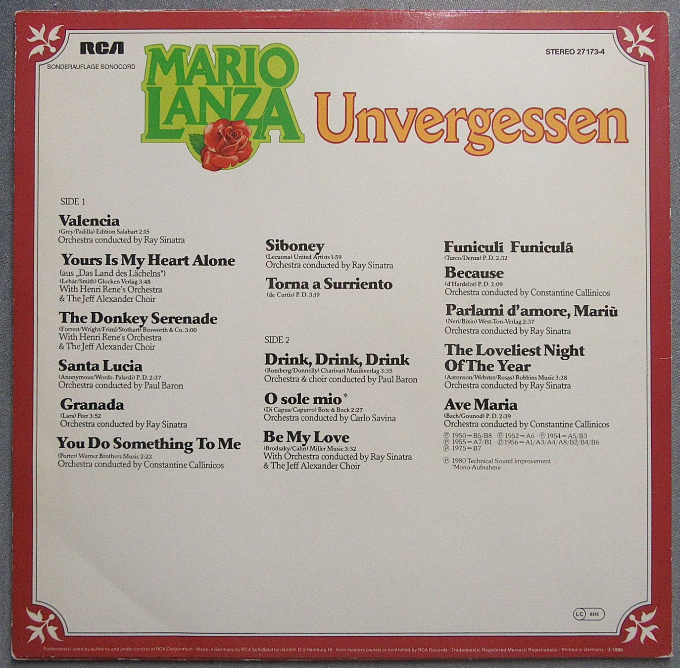 Dischi in vinile: LP - Mario Lanza - Unvergessen – Usato da Auenstein venduto da Padabimbim 1
