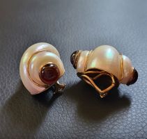 Gold 585 Massiv Perlmutt Ohrclips Mit Steine