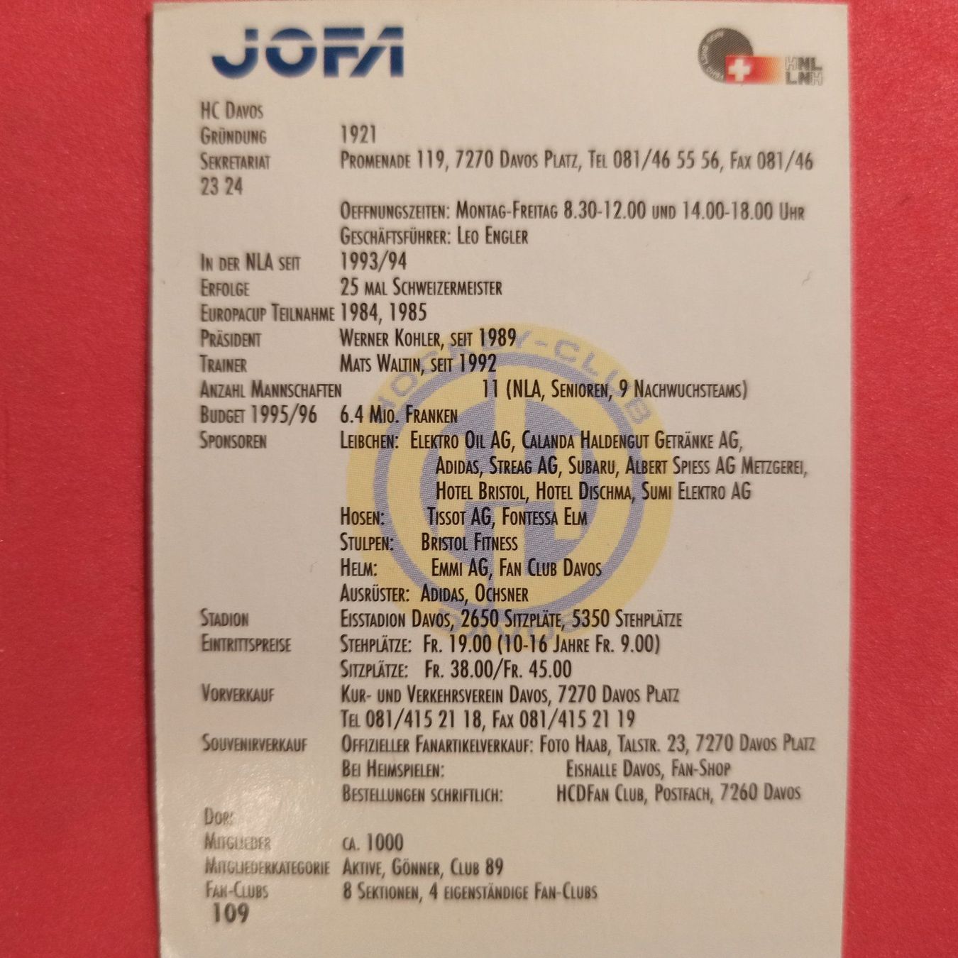 Cartes à collectionner: HCD WAPPEN - 1995/96 – D'occasion à Dübendorf par kb86_MOVIE 1