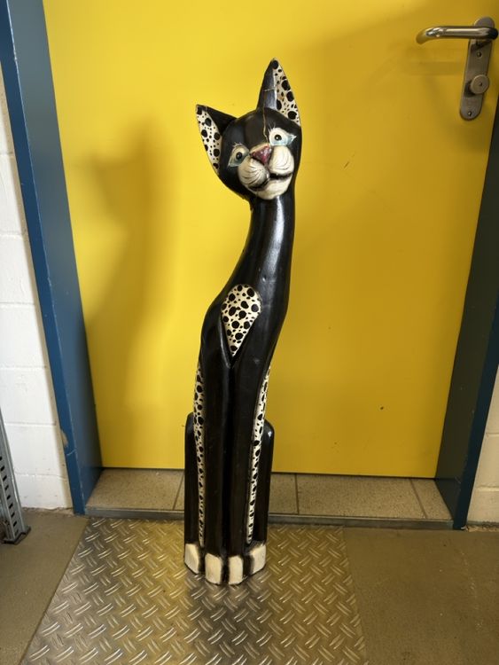 Katze Statue Aus Holz - Flache 2D Figur, 10 Cm, Dekoration Für Hochzeit, Halloween & Interior