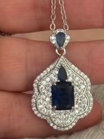 Luxus Elegante Zirkonia Kette Farbe : Silber weiss Blau