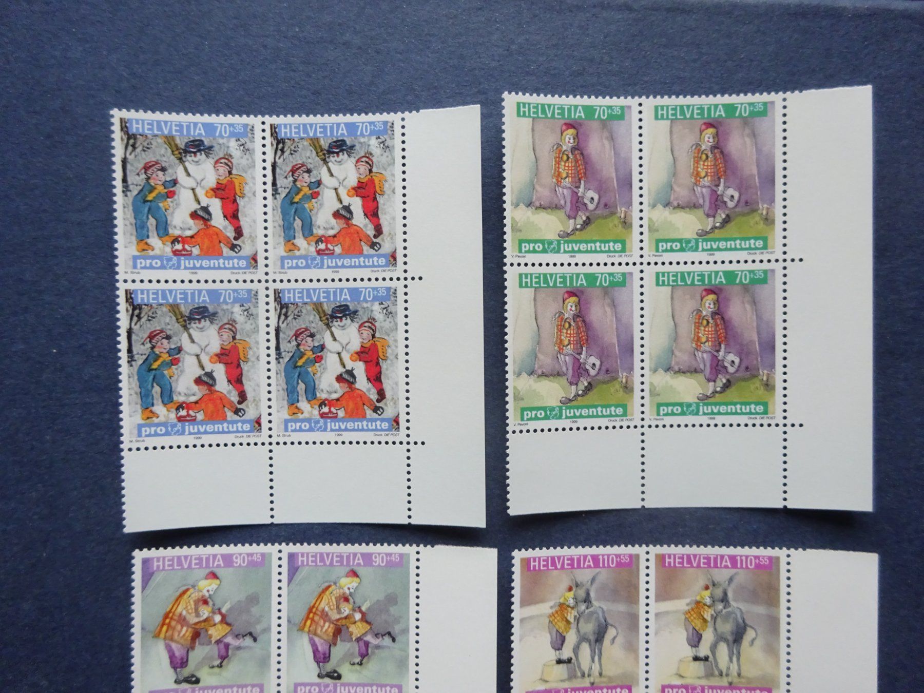Tutti i francobolli: 1999 Pro Juventute 4er Blöcke postfrisch** – Usato da Appenzell-Steinegg venduto da adi1975 1