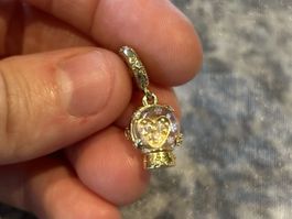 Pandora Charm Schneekugel VERGOLDET mit Muranoglas 💛❄️ Top!