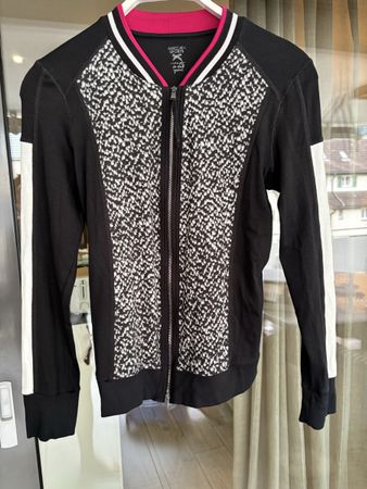 Marc Cain Jacke Grösse N 4 schwarz-weiss mit pinker Borte