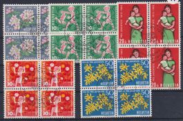 47x) 4.Block Satz Pro Juventute 1962, ET Vollstempel