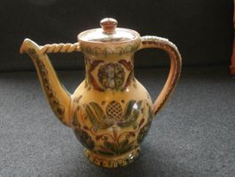 Keramik kleine Kaffeekanne/Krug mit Deckel Sig. "Burri"