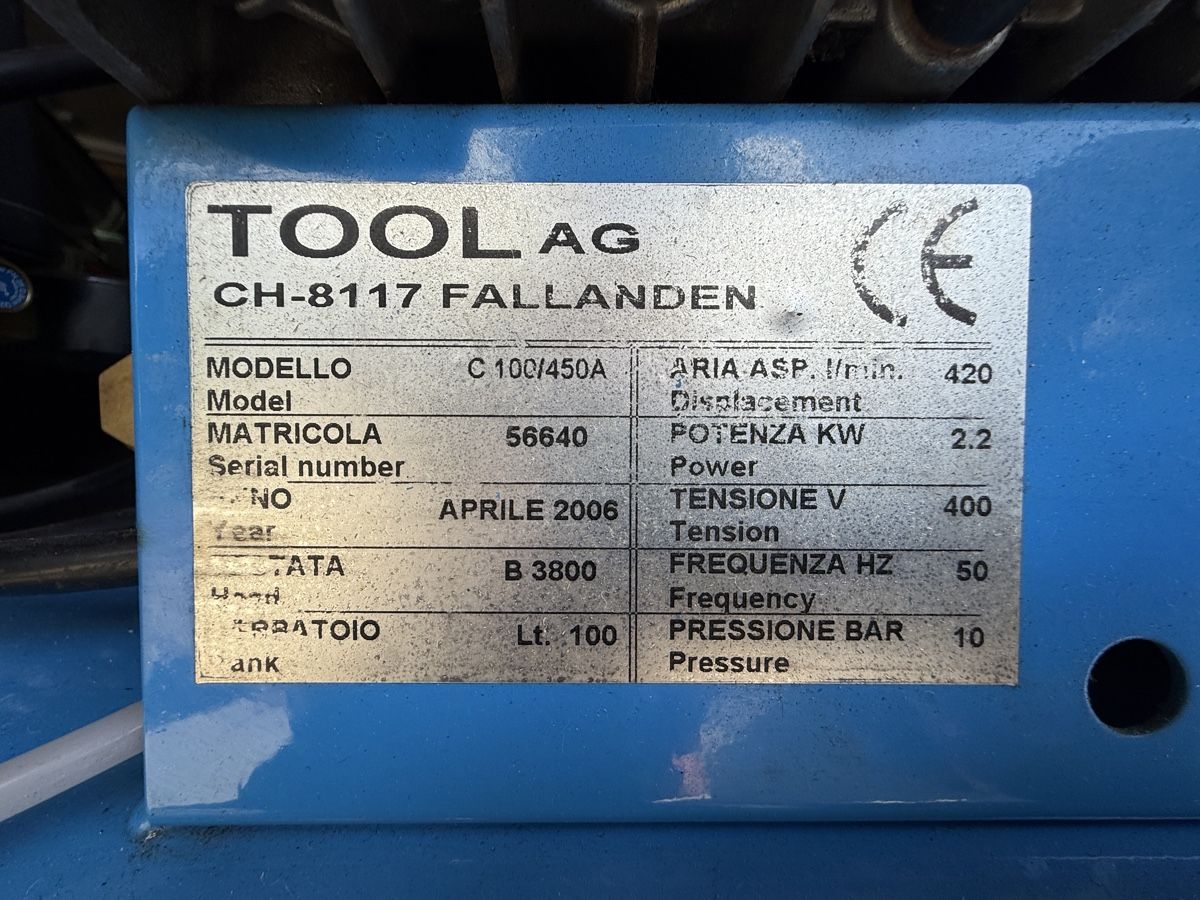 Kompressoren: Tool AG Kompressor, guter Zustand NP CHF 1599.- – Gebraucht aus Reichenbach i. K. von sve_k8cn 2