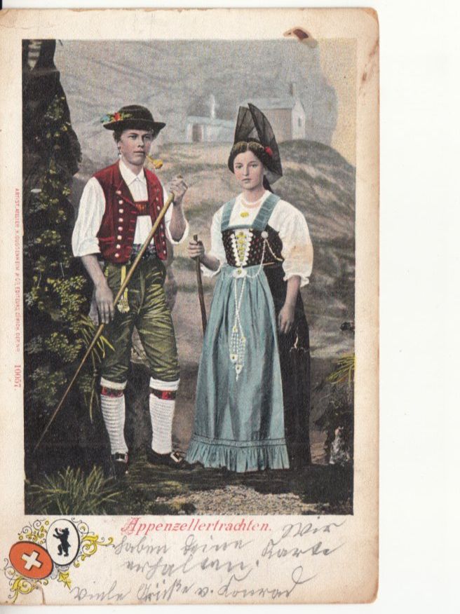 Ansichtskarten: Appenzeller Trachten 1906 mit ST Speicher – Gebraucht aus Bürglen TG von StampGraf