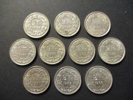 10 x 50 Ct  1957-8-9-1960-1-2-3-4-5-6- Superbes pièces  Top