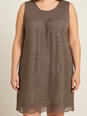 ❤️ Kleid Gr. 44 taupe Spitze Sommer Party Grill romantisch
