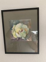 Aquarell Bild Rose gerahmt guter Zustand