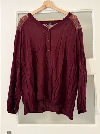 OVS Bluse, bordeauxrot, Grösse XXL