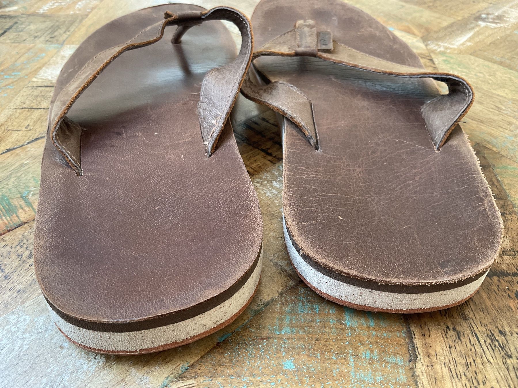 Teva Damenschuhe: Teva Leder Flip-Flops, Gr.42 - braun – Gebraucht aus Bachenbülach von Sybeco 3