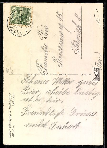 Ansichtskarten: Schwägalp, Restaurant und Talstation de – Gebraucht aus Berlin von bartko-reher 1