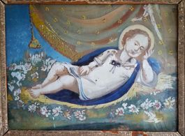 Hinterglasgemälde gerahmt, um 1800
