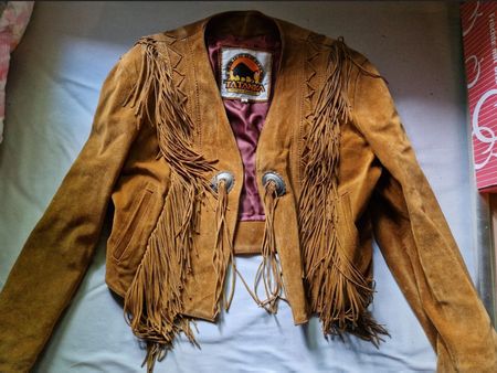 Vintage Tatanka Wildlederjacke mit Fransen – Echtleder - L