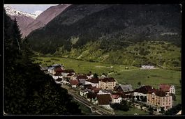 AK Piotta, Ortsansicht mit Eisenbahn und Berglandschaft