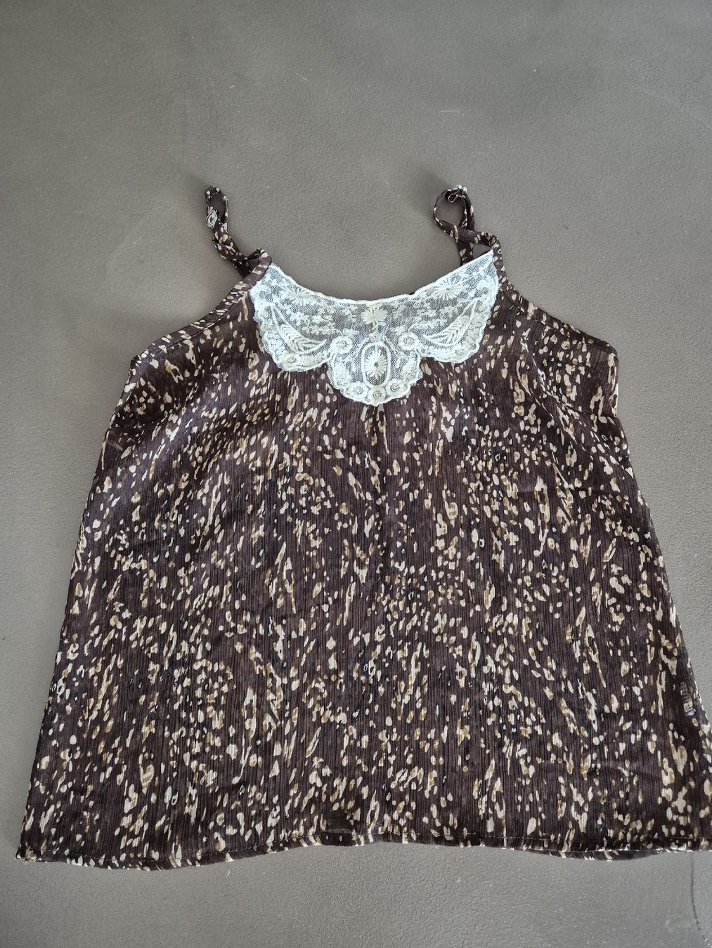 La Redoute Top: Top braun gemustert mit Spitze – Usato da Steffisburg venduto da Dali5