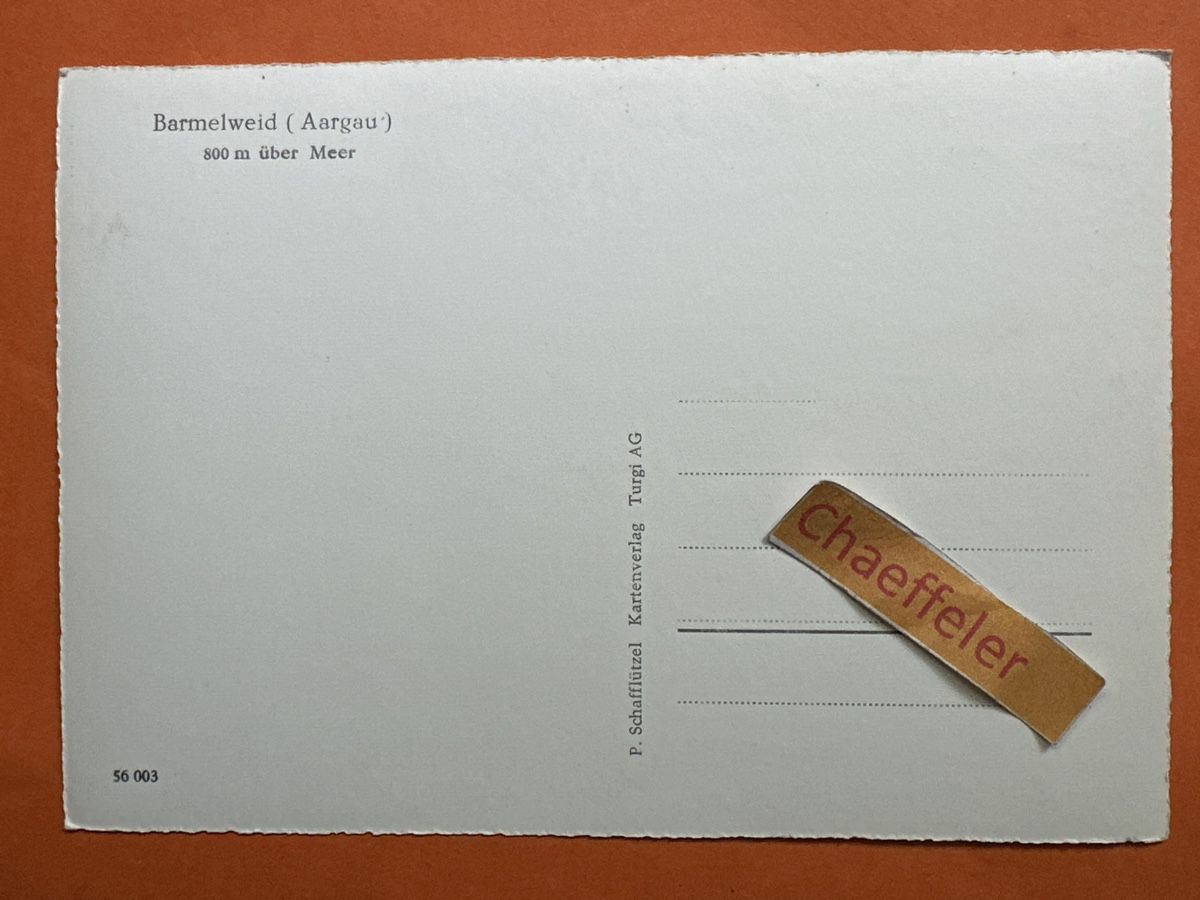 Cartoline postali: Barmelweid ( Aargau ) – Usato da Zürich venduto da Chaeffeler 1