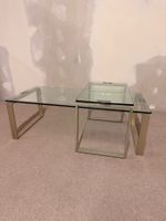 2er Set Coffee Table Couchtisch Kombination aus Glas/ Metall