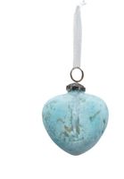 Herzige Vintage-Kugel, Herzform, Blau Gold, Glas