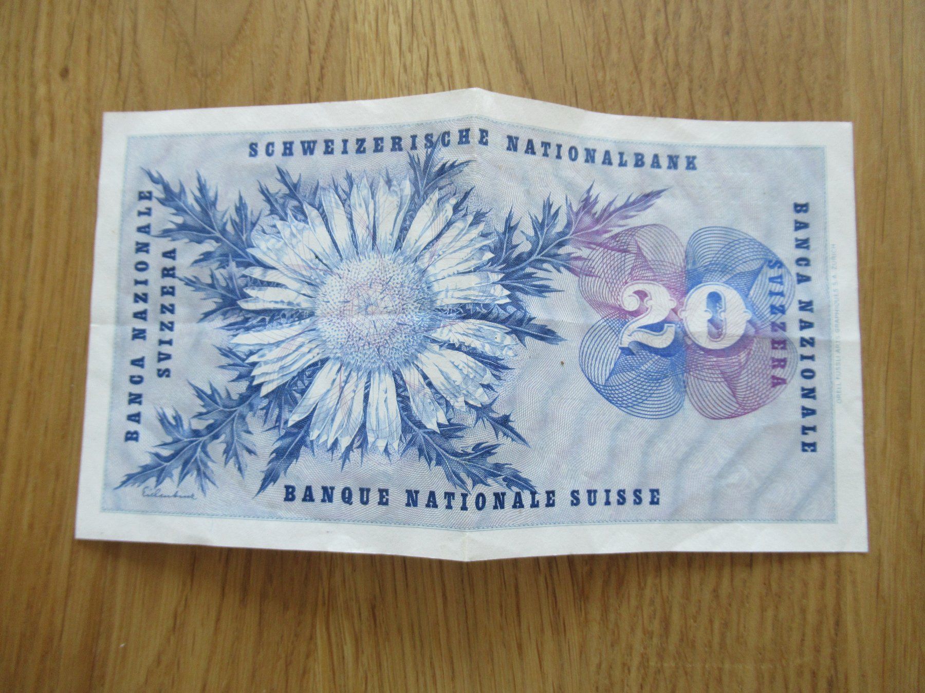 Banknoten: 20 Franken Banknote, 1965 – Gebraucht aus Laupen BE von Algund 1
