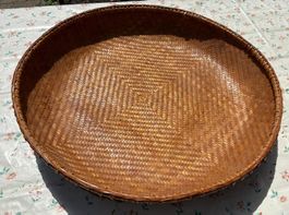 Grosse schöne Korb Schale aus Bambusgeflecht Asien Thailand