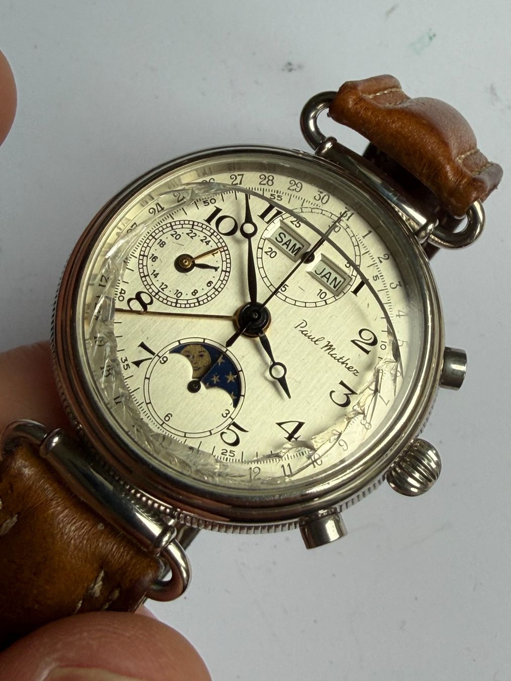 Uhren: Paul Mathez Moonphase Automatic Chronograph – Gebraucht aus Worblaufen von chronyves 2