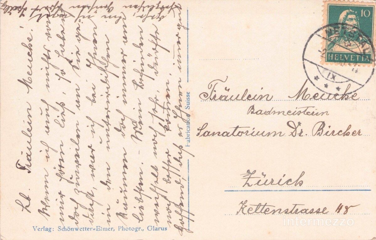 Cartoline postali: Netstal GL // ca. 1930 Bahnhof Glärnischkette – Usato da Basel venduto da intermezzo12 1