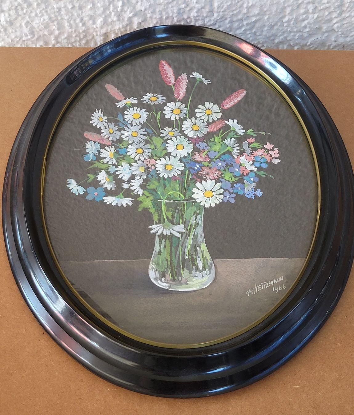 Dipinti: Ab 1.- Gemälde Wildblumen signiert Fr.Heitzmann 1966 – Usato da Buttikon SZ venduto da Renco 1
