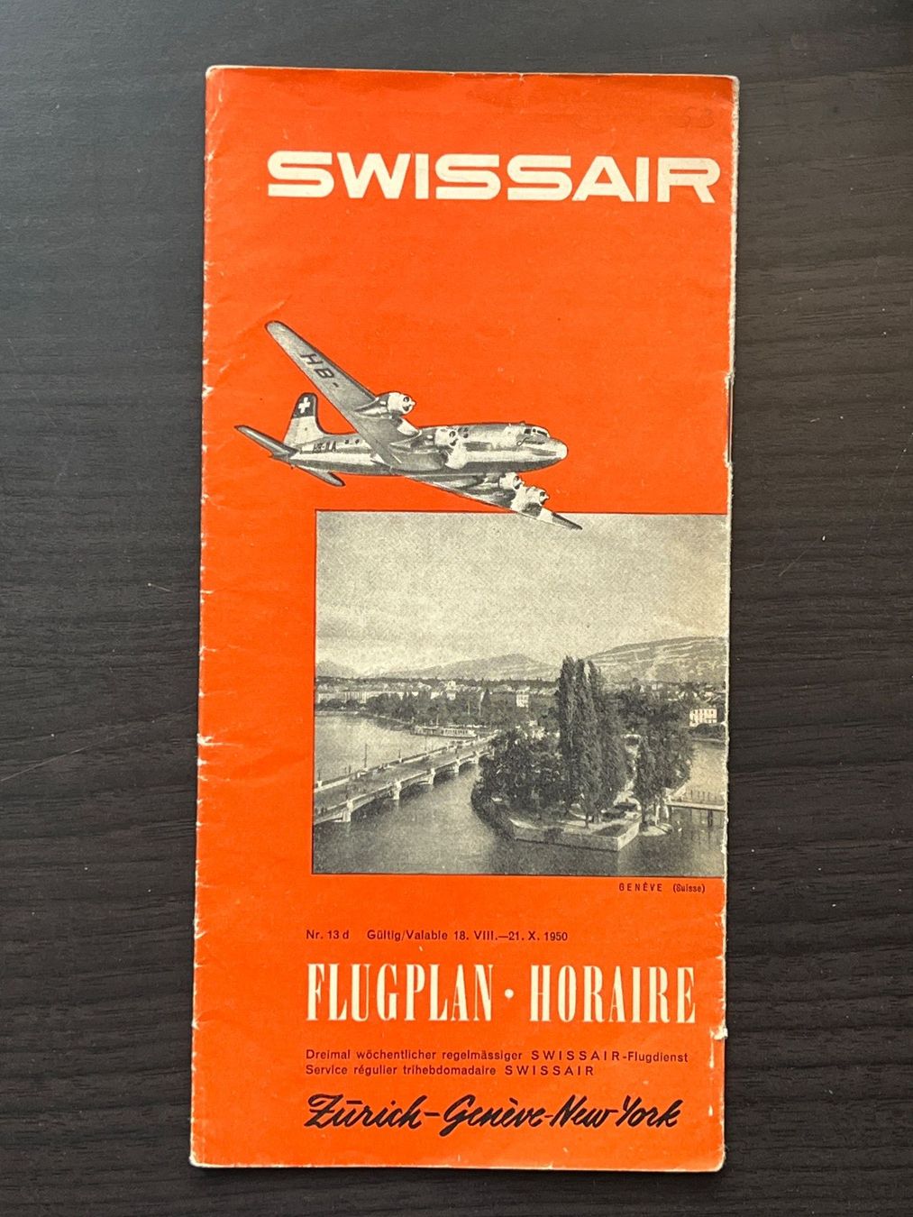 Swissair Documenti: Swissair Flugplan 18. August 1950 – Usato da Lausen venduto da Runway28