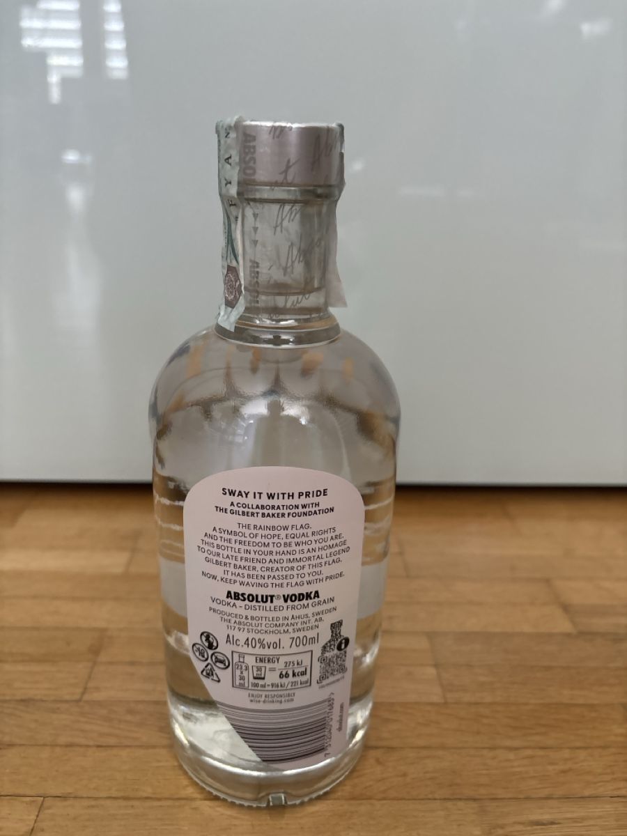 Absolut Vodka Bevande alcoliche: Absolut Vodka LGBT PRIDE Regenbogen LIMITED Edition 700ml – Nuovo e nell'imballaggio originale da Zürich venduto da b.fabio 2